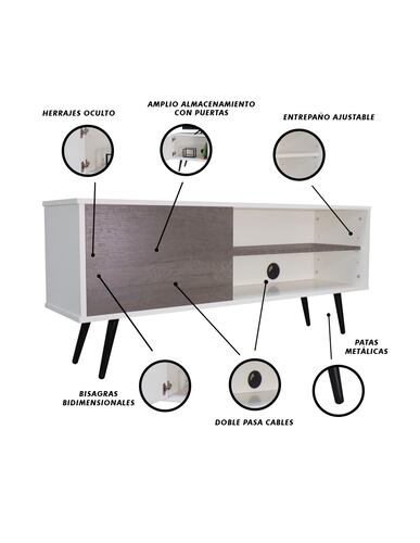 Mueble Para Tv Salvatore Credenza Vintage Con Pasacables 