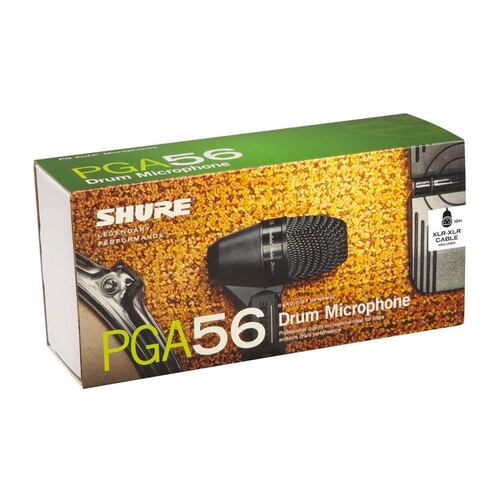 Micrófono Dinámico SHURE PGA56-XLR Para Cajas/timbales Negro.