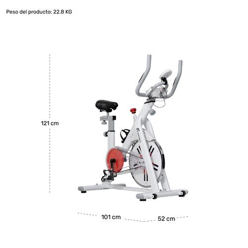 Bicicleta Fija Spinning Estatica 8kg Ejercicio Cardio Blanco