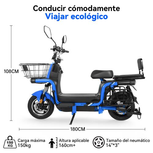 Motobici Eléctrica Honey Whale U7S Azul .