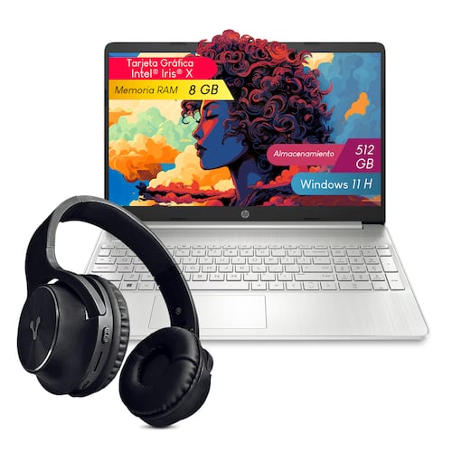 Combo Laptop HP 15-DY5009LA Intel CI7 8GB 512GB 15.6Pulg HD w11h 6H9F1LA + Audífonos .