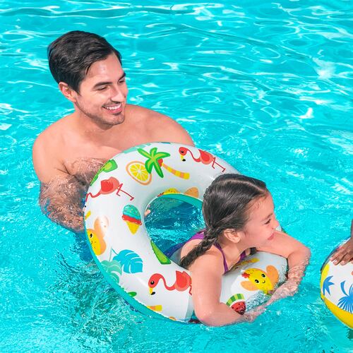 Salvavidas Inflable Infantil Diseño Tropical Mayoreo 2 Pzas