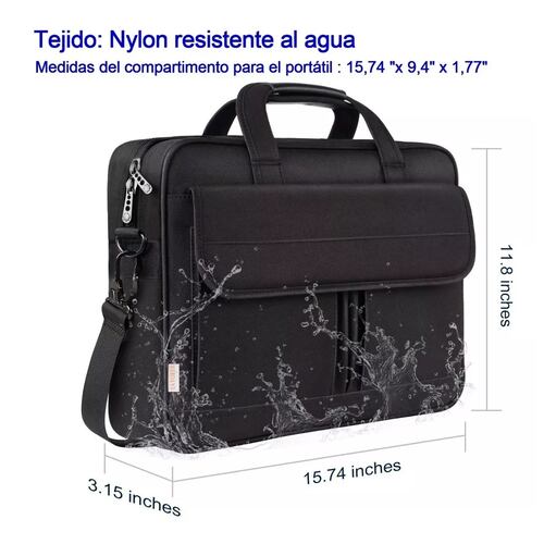 Maletín Portafolio Para Laptop De 15.6 In Hombre Impermeable Negro