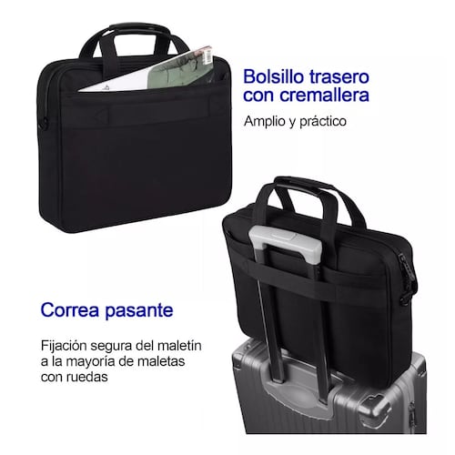 Maletín Portafolio Para Laptop De 15.6 In Hombre Impermeable Negro