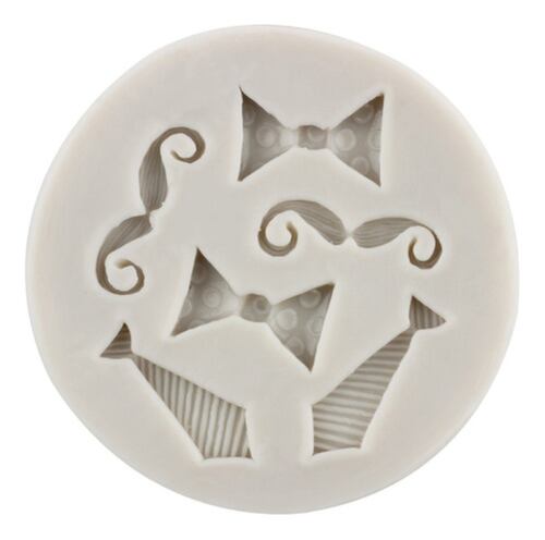 4pcs Molde De Silicona Bigote Corbata Lazo Fondant Resina