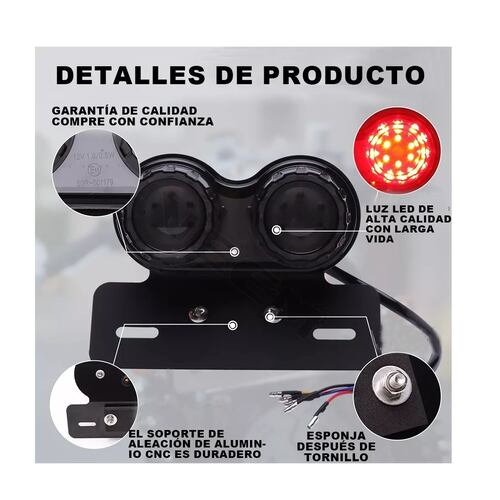 Stop Porta Placa Direccionale Led Moto Cafe Racer Bobber 12v
