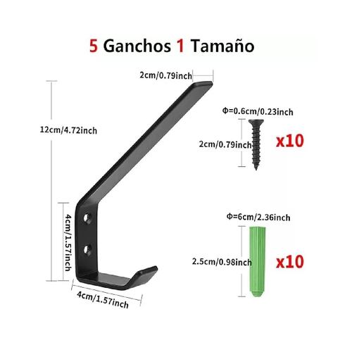 Kit 4 Gancho Para Ropa y Llaveros De Acero Inoxidable