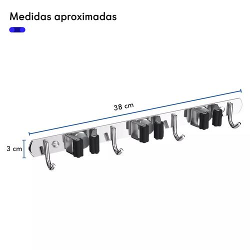 Organizador De Escobas Acero Inoxidable Soporte Multiusos
