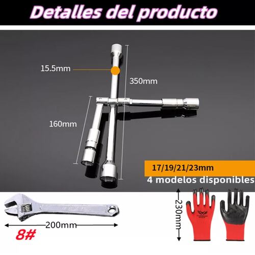 Llave Cruz Cruceta Reforzada Para Auto 17/19/21/23mm,kit3pcs