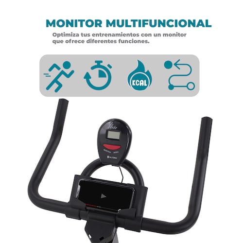 Altera Bicicleta estacionaria fija | Disco de inercia | Monitor multifuncional | Ajustable | Solida | Elegante.