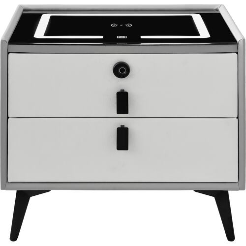 Mesa Buro Huella Inteligente Cargador Inalambrico Led Audio Gris