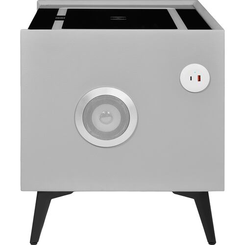 Mesa Buro Huella Inteligente Cargador Inalambrico Led Audio Gris
