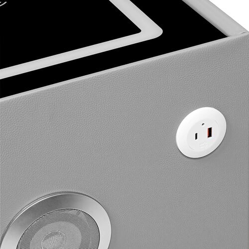 Mesa Buro Huella Inteligente Cargador Inalambrico Led Audio Gris