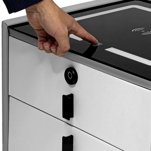 Mesa Buro Huella Inteligente Cargador Inalambrico Led Audio Gris
