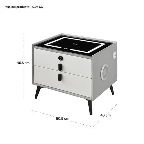 Mesa Buro Huella Inteligente Cargador Inalambrico Led Audio Gris