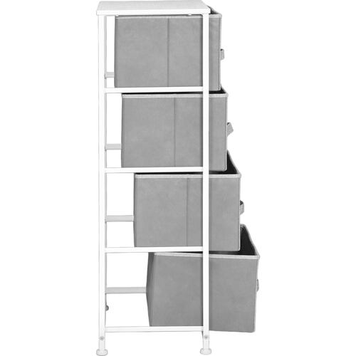 Mueble Buro Organizador Comoda Tela 4 Cajones Moderno Gris