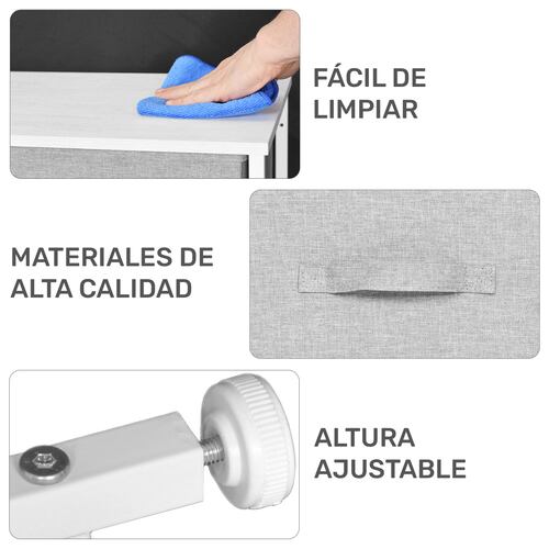 Mueble Buro Organizador Comoda Tela 4 Cajones Moderno Gris