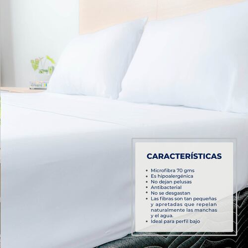 Juego de Sábanas Individual Blanco Atlas Basic de Microfibra Suave y Secado Rápido