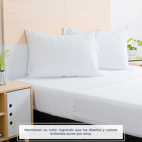 Juego de Sábanas King Size Blanco Atlas Basic de Microfibra Suave y Secado Rápido