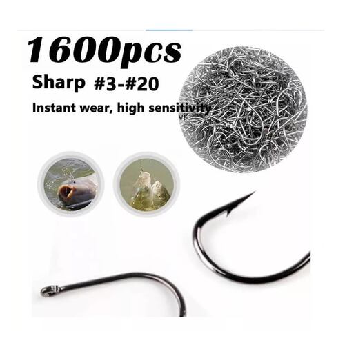 1600 Piezas Kit De Anzuelos Pesca 3-20# Con Caja Afilados