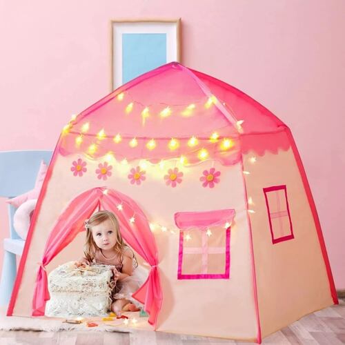Juguete Carpa Niñas Casa Castillo Con 3m Luces Estrella