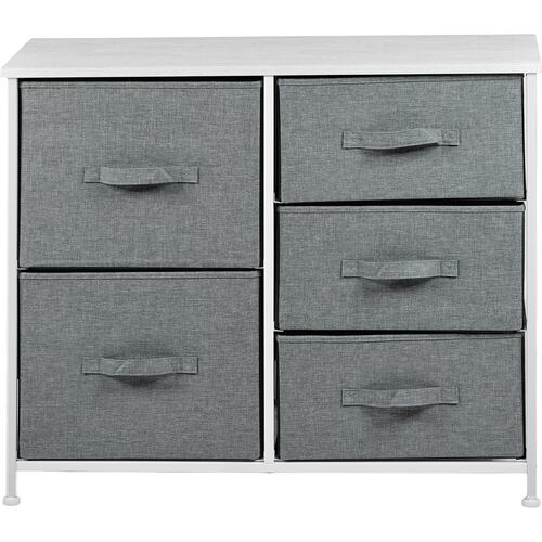 Mueble Cajonera Buro Organizador 5 Cajones Tela Moderno Gris