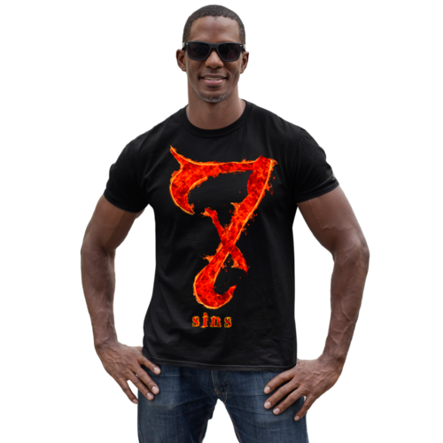 FINA Playera Hombre Alta gama Reg y Slim fit 7 sins ideal antro bar fiesta Halloween