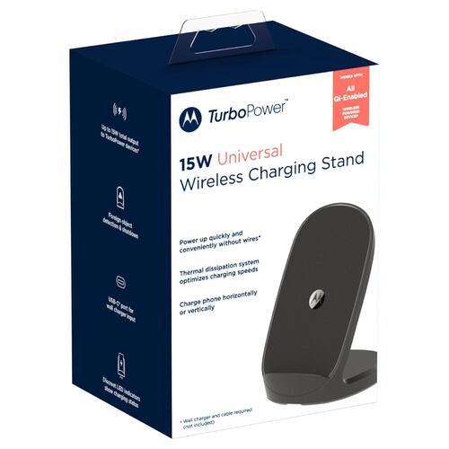 Cargador Inalámbrico Motorola 15W compatible Qi Universal
