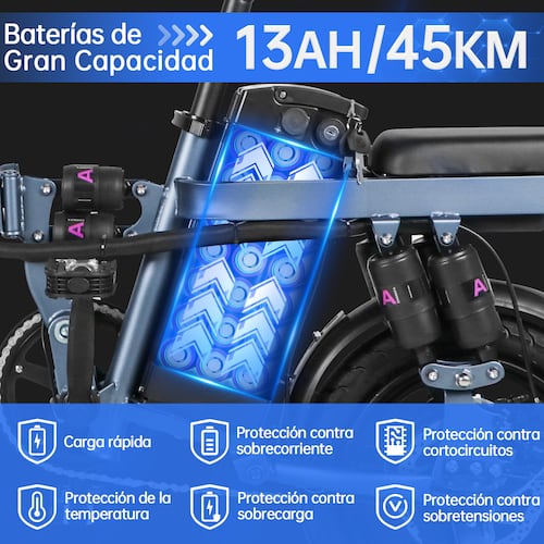 Bicicleta Eléctrica Plegable Honey Whale S6-S Pro Gris