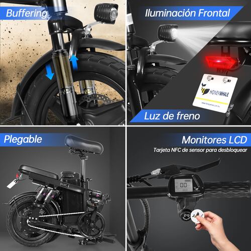 Bicicleta Eléctrica Plegable Honey Whale S6-S Pro Azul