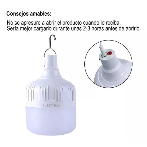 Portatil Recargable Emergencia Usb 80w Lámpara Foco Led 3pzs
