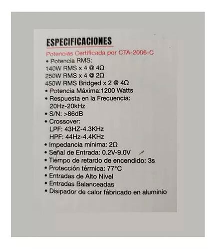 Amplificador Mtx Audio Clase D De Rango Completo Tnl600-4.