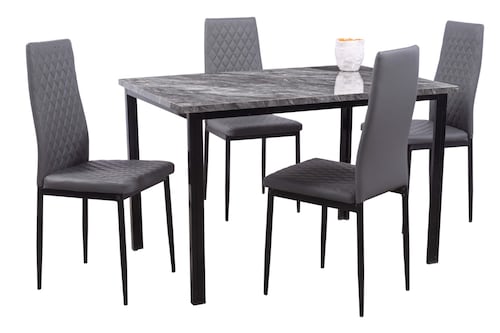 Comedor Tunez Gris 4 Sillas Tubular Negro.