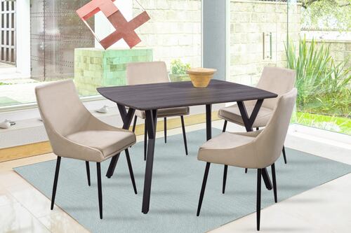 Comedor Sul 4 Sillas Rectangular Tubular Negro.