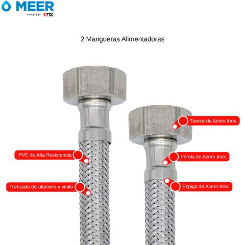CNX Kit de Instalación de fregadero (para Tarja de una Tina), Incluye 2x Mangueras, 2x Válvulas ángulares, 1x Media Trampa con salida flexible, 1x Empaque, 1x Cinta de Teflón