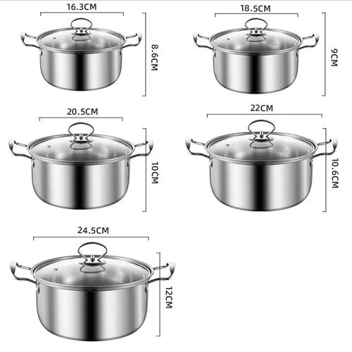 Batería 5pcs Set Cacerolas Y Sarten Acero Inoxidable 410