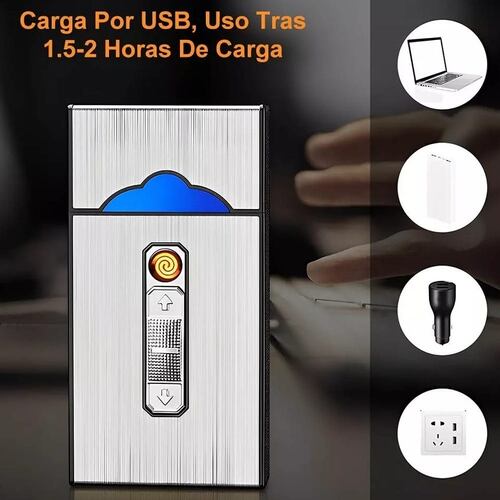 Cigarrera Con Encendedor Electrónico Usb Arco Plasma 2 Es 1