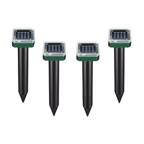 Set 4 Repelentes Solar Plagas Exterior Ultrasonido Topos Víboras