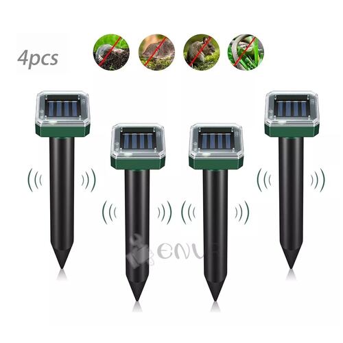 Set 4 Repelentes Solar Plagas Exterior Ultrasonido Topos Víboras