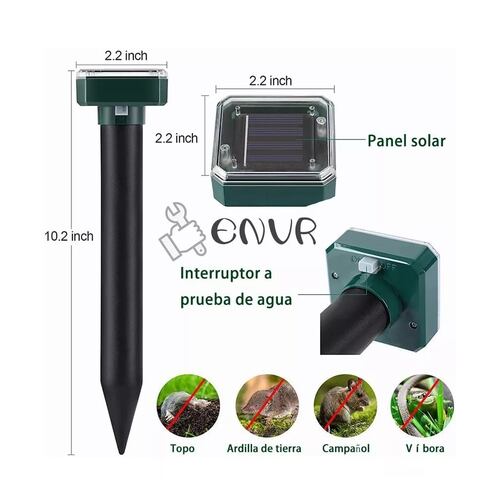 Set 4 Repelentes Solar Plagas Exterior Ultrasonido Topos Víboras