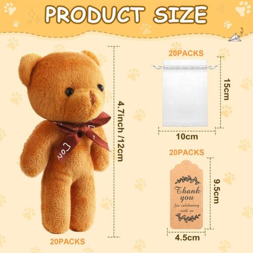 60 Osos De Peluche De Regalo Para Decoración De Baby Shower Marron
