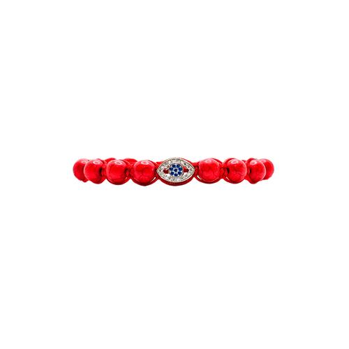 Pulsera Roja Ojo Turco de Plata .925 Hombre piedra zirconia.