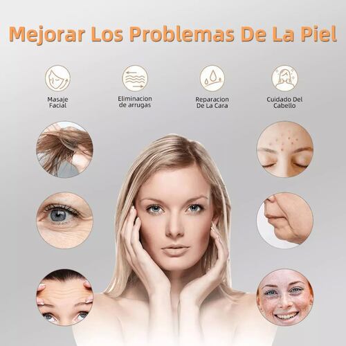 Dispositivo facial de alta frecuencia para limpiar la piel, evitar arrugas y apoyo a crecimiento de cabello.