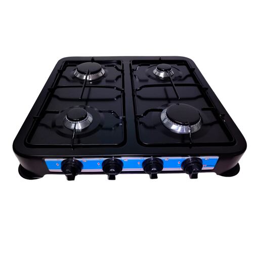 Parrilla Estufa Mesa Gas 4 quemadores Acero Negra Shorbull.