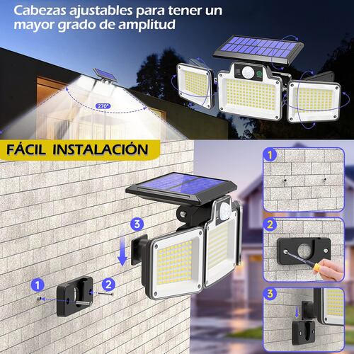 Lámpara Led Solar Suburbana Luminaria Alumbrado Sensor Modos