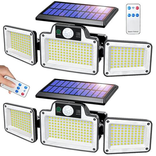 Set 2 Lámparas Led Solar Suburbana Luminaria Alumbrado Sensor Modos.