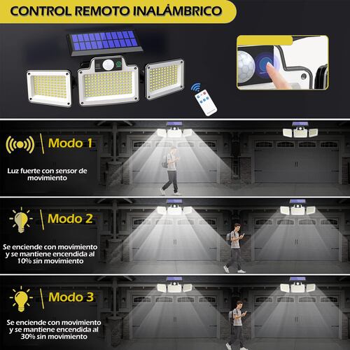 Set 2 Lámparas Led Solar Suburbana Luminaria Alumbrado Sensor Modos.