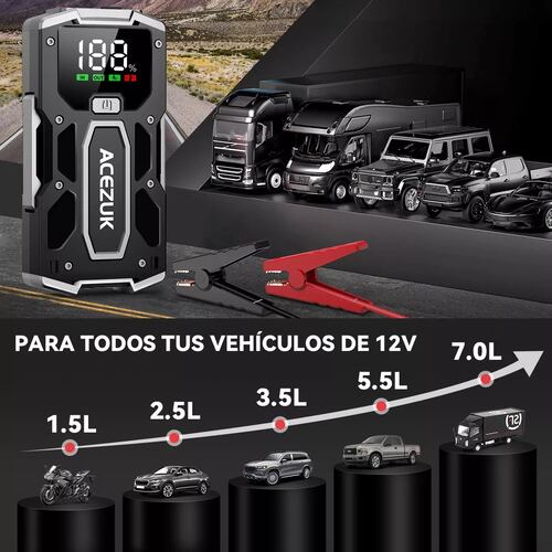 Arrancador De Batería De Auto Con Pantalla Para 8 Cilindros