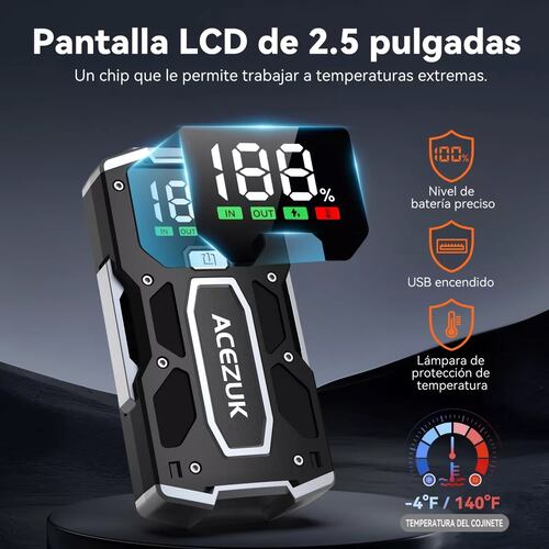 Arrancador De Batería De Auto Con Pantalla Para 8 Cilindros