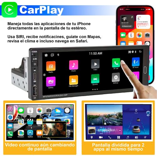 AUTOESTEREO VAK 3558 1 DIN 6.8" ANDROID CARPLAY CAMARA GPS.